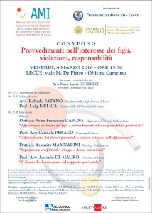 Provvedimenti nell’interesse dei figli, violazioni, responsabilità @ Cantine Cantelmo | Lecce | Puglia | Italia