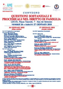QUESTIONI SOSTANZIALI E PROCESSUALI NEL DIRITTO DI FAMIGLIA @ Lecce - Università Sala del Rettorato | Lecce | Puglia | Italia