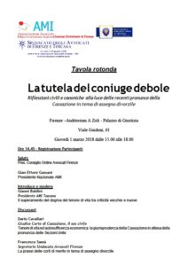 La tutela del coniuge debole @ Firenze –Auditorium A Zoli - Palazzo di Giustizia  | Firenze | Toscana | Italia