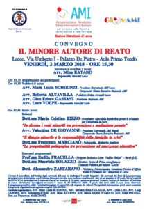 IL MINORE AUTORE DI REATO @ Aula Primo Tondo - Palazzo De Pietro | Lecce | Puglia | Italia