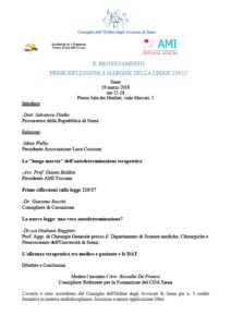 IL BIOTESTAMENTO PRIME RIFLESSIONI A MARGINE DELLA LEGGE 219/17 @ Siena - Sala dei Mutilati | Siena | Toscana | Italia