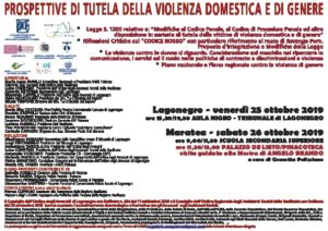 Prospettive di tutela della violenza domestica e di genere @ 25.10.19 Lagonegro, Tribunale - 26.10.19 Maratea, Palazzo de Lieto
