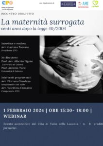 Incontro dibattito: La maternità surrogata venti anni dopo la Legge 40/2004 @ Webinaìr Vallo della Lucania