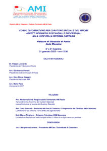 CORSO DI FORMAZIONE PER CURATORE SPECIALE DEL MINORE: ASPETTI NORMATIVI SOSTANZIALI E PROCESSUALI ALLA LUCE DELLA RIFORMA CARTABIA - quinto e sesto incontro @ Palazzo di Giustizia di Paola