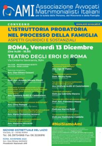 L'ISTRUTTORIA PROBATORIA NEL PROCESSO DI FAMIGLIA @ ROMA, TEATRO DEGLI EROI - VIA SAVONAROLA, 36 M